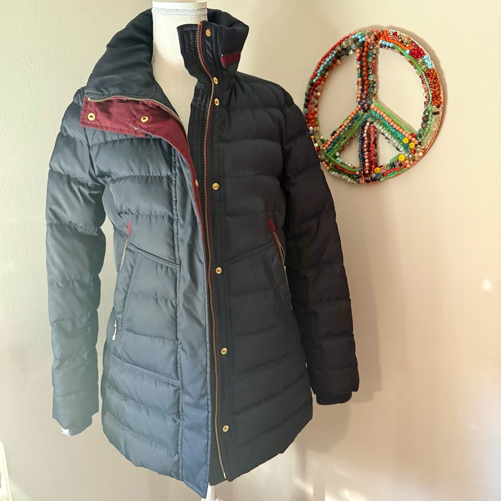 Vince Camuto Black and Burgundy Puffer Jacket